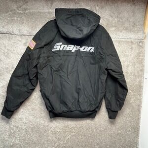 Snap-on Men Hooded Jacket Black Medium Duck Canvas Outdoor Heavy Duty Workwear